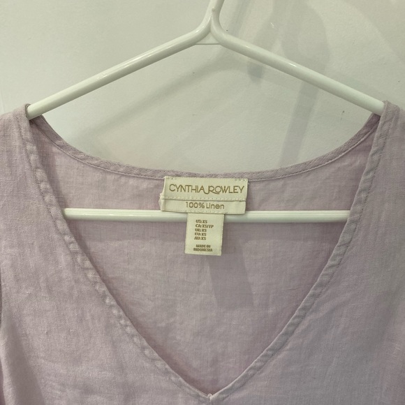 CYNTHIA ROWLEY purple dress. 100% Linen. - Picture 2 of 5